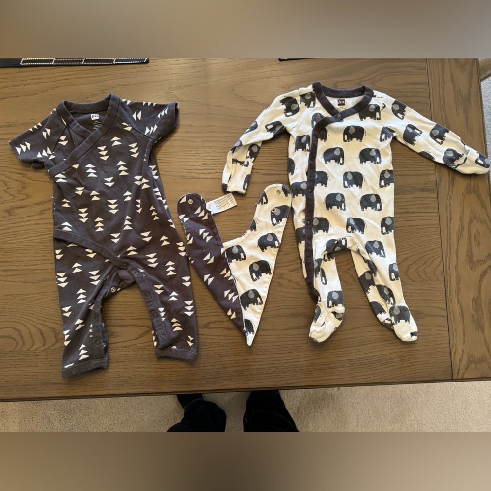 ‼️Baby Tea Clothing Lot w/ reversible Bib!
